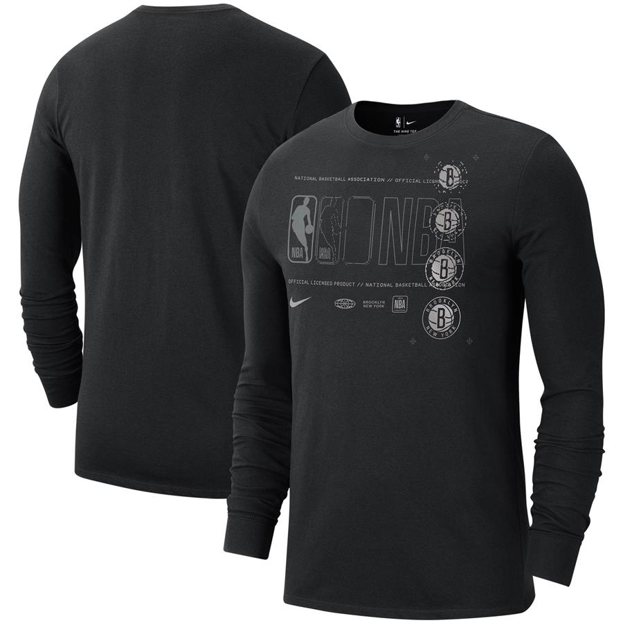 Brooklyn Nets Nike Courtside Chrome Long Sleeve T-Shirt - Black