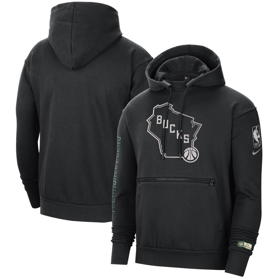 Milwaukee Bucks Nike Courtside Chrome Pullover Hoodie - Black