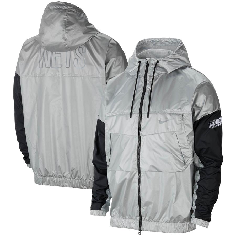 Brooklyn Nets Nike Courside Chrome Full-Zip Jacket - Silver