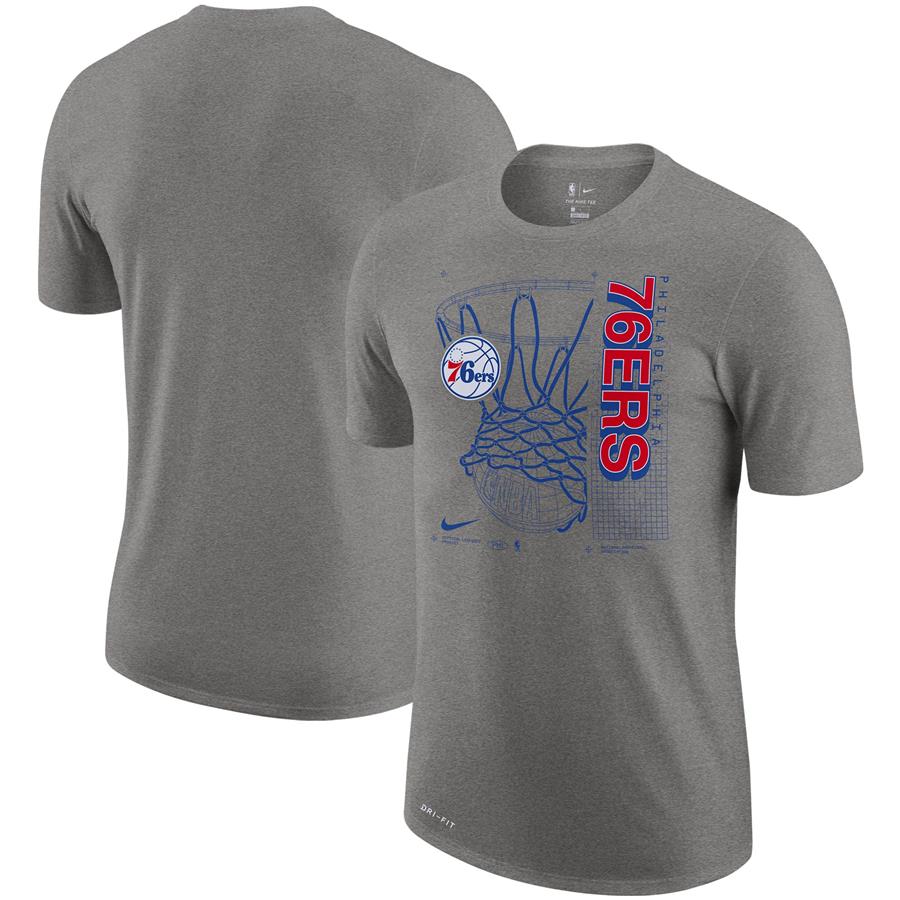 Philadelphia 76ers Nike Essential Hoop Performance T-Shirt - Heathered Gray