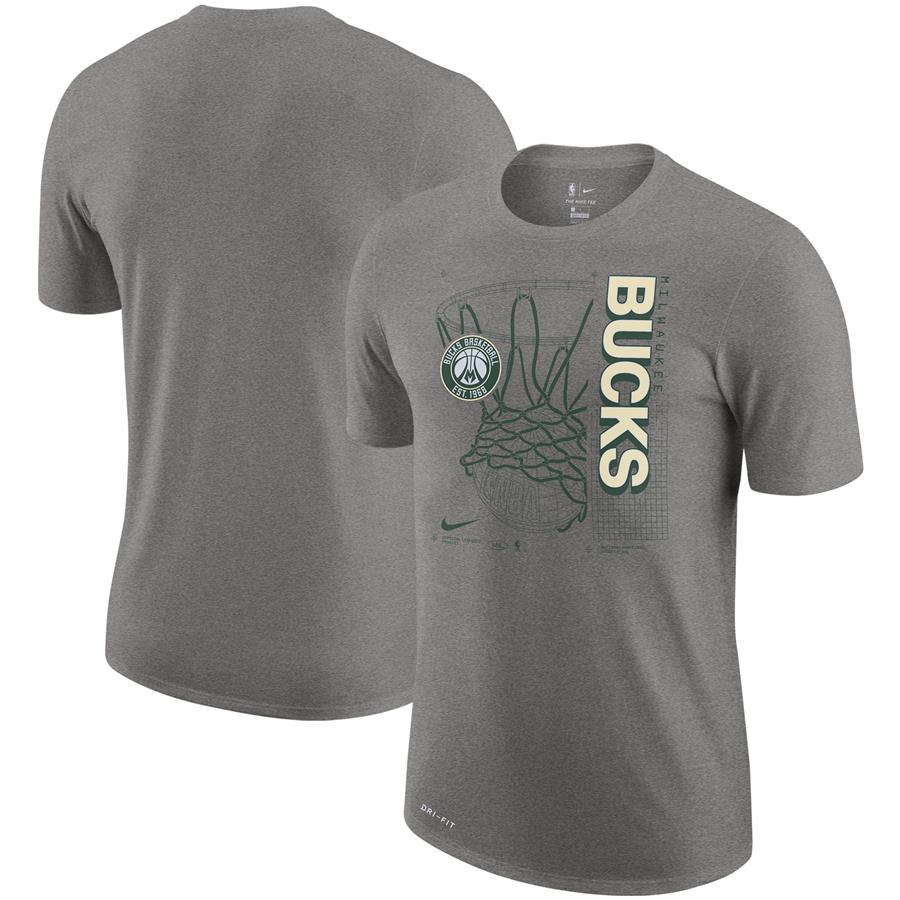 Milwaukee Bucks Nike Essential Hoop Performance T-Shirt - Heathered Gray