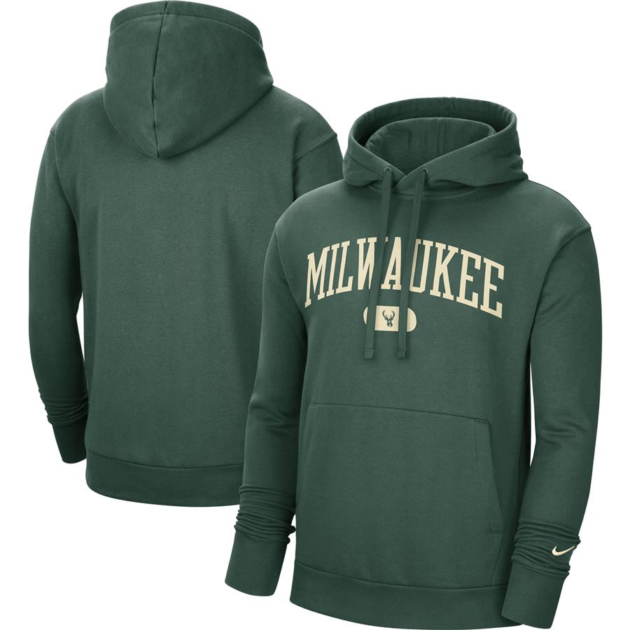Milwaukee Bucks Nike Heritage Essential Pullover Hoodie - Hunter Green