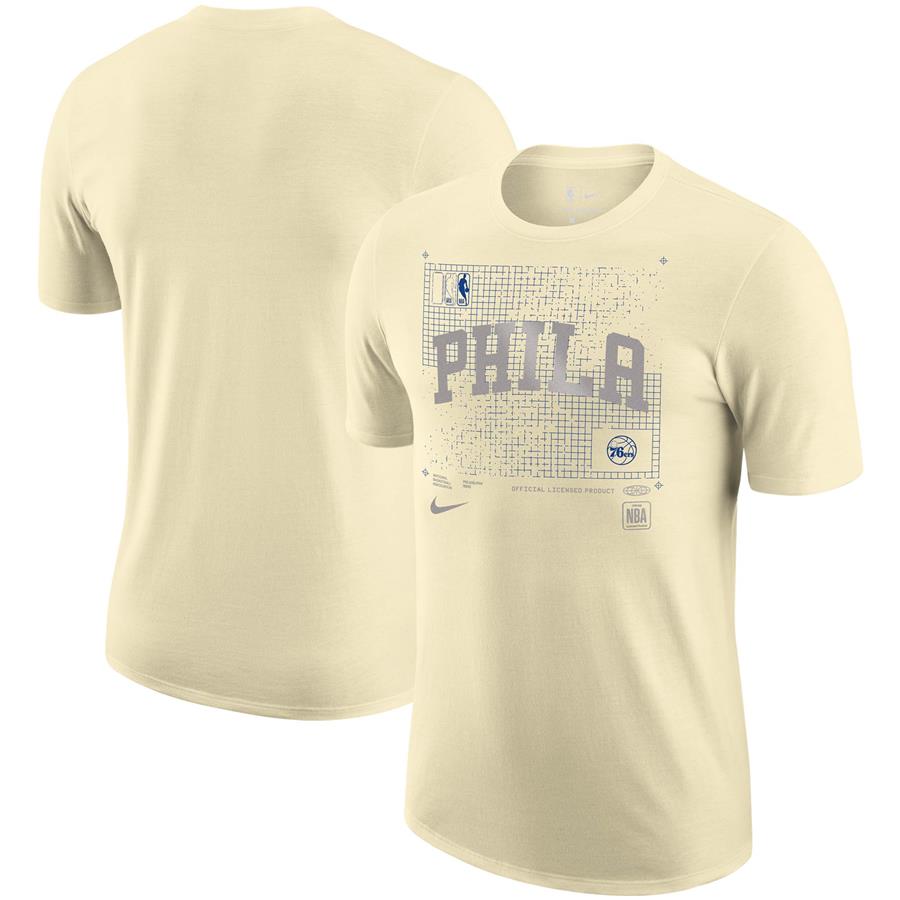Philadelphia 76ers Nike Courtside Chrome T-Shirt - Cream