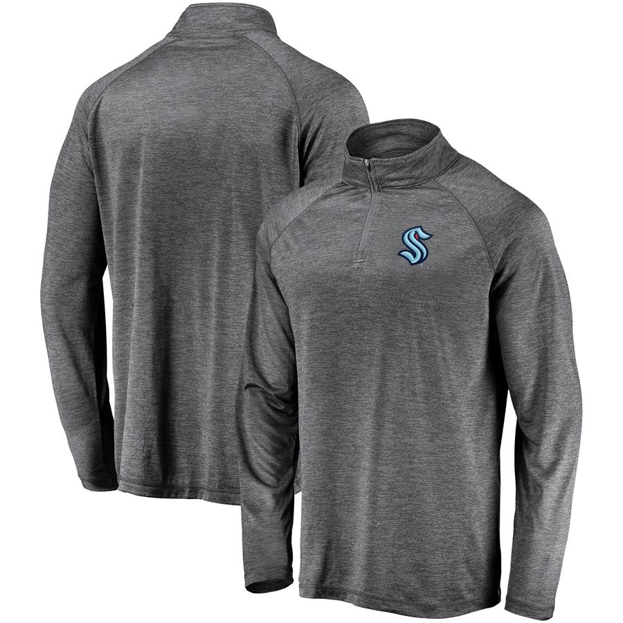 Seattle Kraken Fanatics Branded Synthetic Primary Logo Quarter-Zip Pullover Jacket - Gray