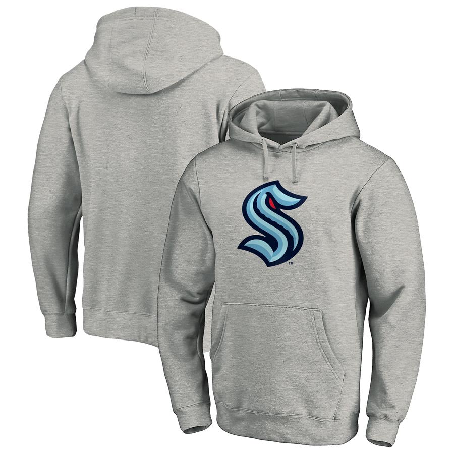 Seattle Kraken Fanatics Branded Primary Logo Pullover Hoodie - Heather Gray
