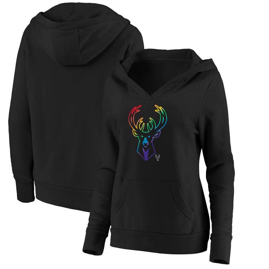 Milwaukee Bucks Fanatics Branded Women's Team Pride Logo Pullover Hoodie - Black