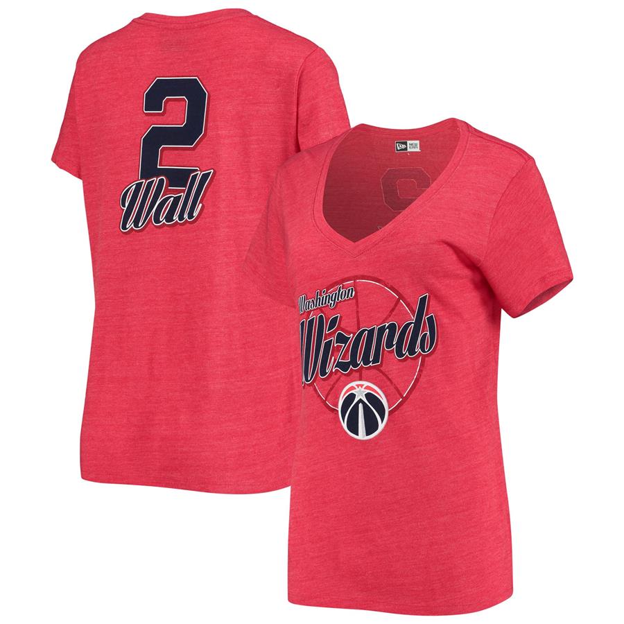 John Wall Washington Wizards New Era Women's 5th & Ocean Name & Number Tri-Blend T-Shirt - Red