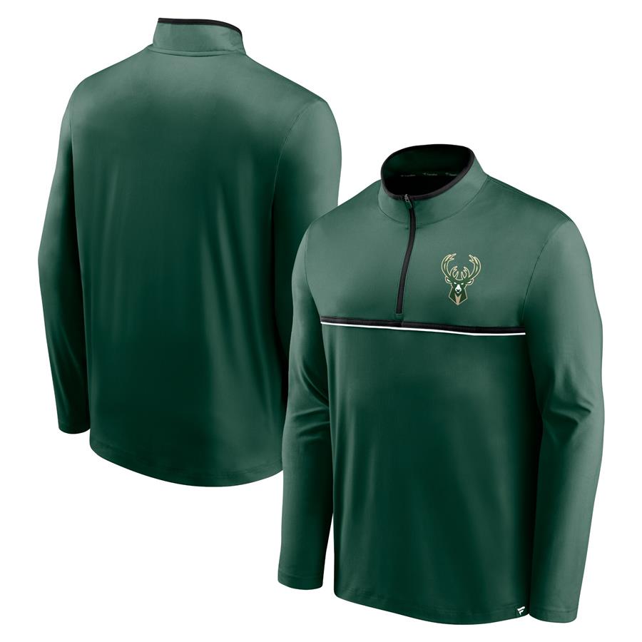 Milwaukee Bucks Fanatics Branded Starting Lineup Performance Quarter-Zip Jacket - Hunter Green