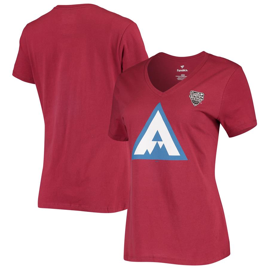 Colorado Avalanche Fanatics Branded Women's 2020 NHL Stadium Series Primary Logo V-Neck T-Shirt - Burgundy