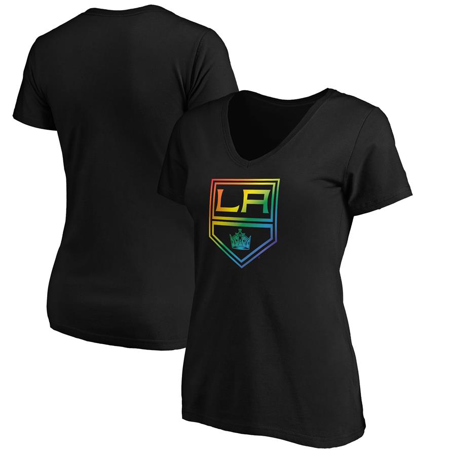 Los Angeles Kings Fanatics Branded Women's Team Pride Logo V-Neck T-Shirt - Black
