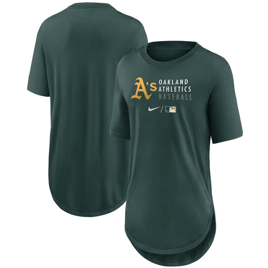 Oakland Athletics Nike Women's Authentic Collection Baseball Fashion Tri-Blend T-Shirt - Green