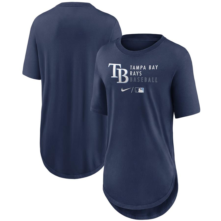 Tampa Bay Rays Nike Women's Authentic Collection Baseball Fashion Tri-Blend T-Shirt - Navy