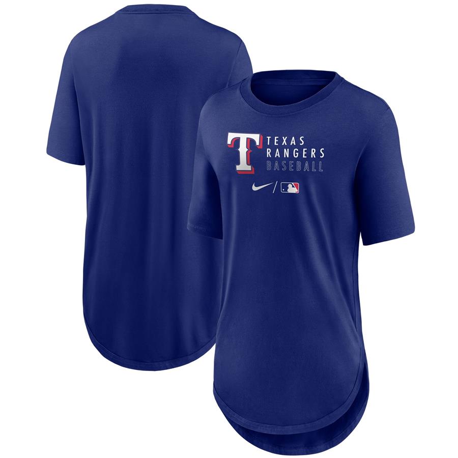 Texas Rangers Nike Women's Authentic Collection Baseball Fashion Tri-Blend T-Shirt - Royal