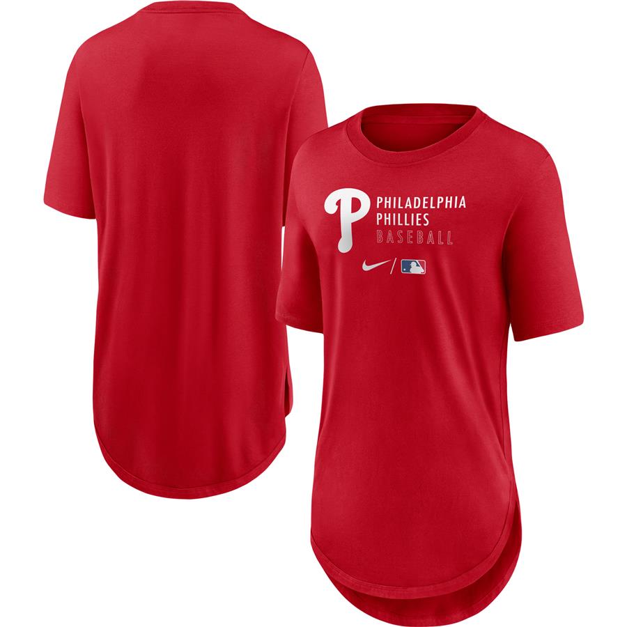 Philadelphia Phillies Nike Women's Authentic Collection Baseball Fashion Tri-Blend T-Shirt - Red