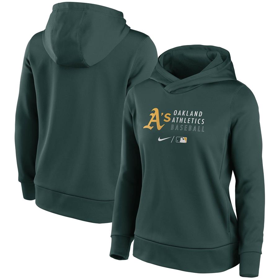 Oakland Athletics Nike Women's Authentic Collection Fleece Performance Pullover Hoodie - Green