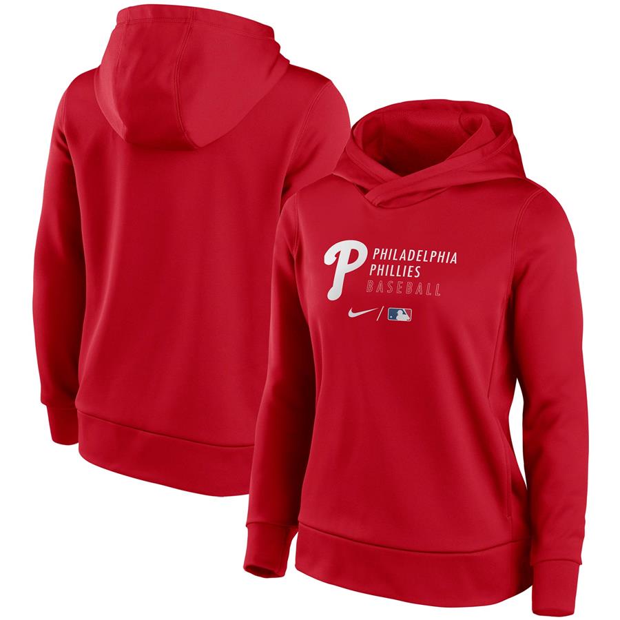Philadelphia Phillies Nike Women's Authentic Collection Fleece Pullover Hoodie - Red
