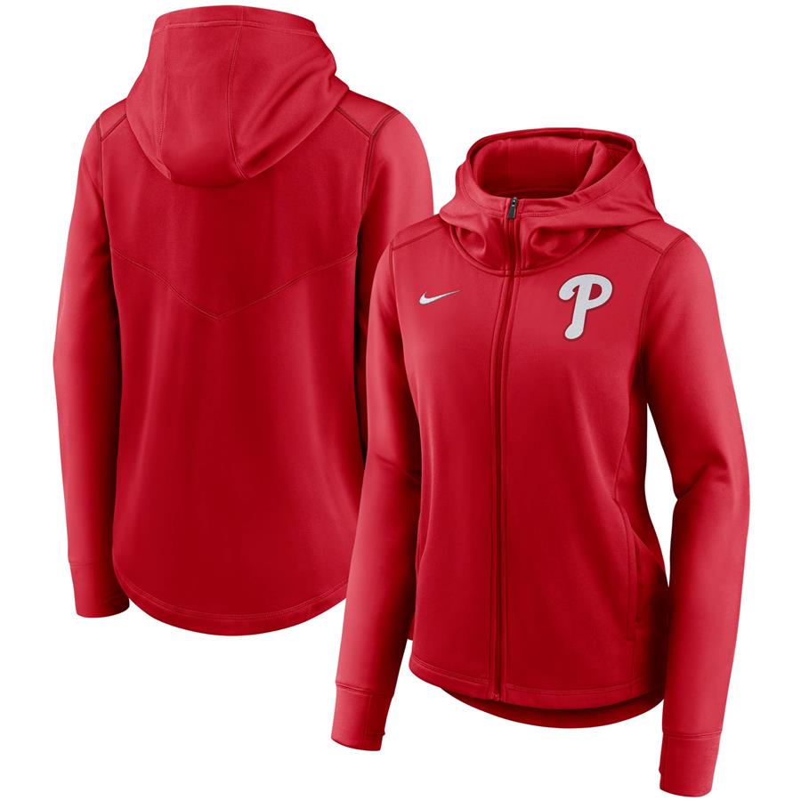 Philadelphia Phillies Nike Women's Authentic Collection Baseball Performance Full-Zip Hoodie - Red