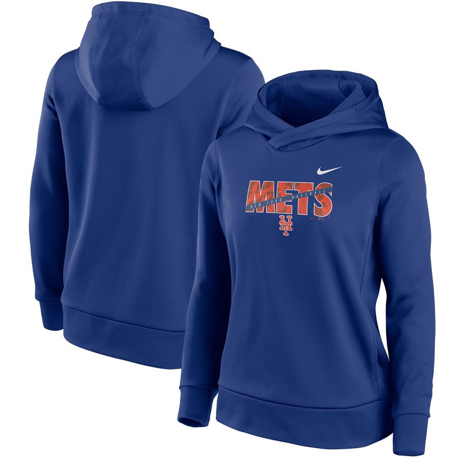 New York Mets Nike Women's Club Angle Performance Pullover Hoodie - Royal