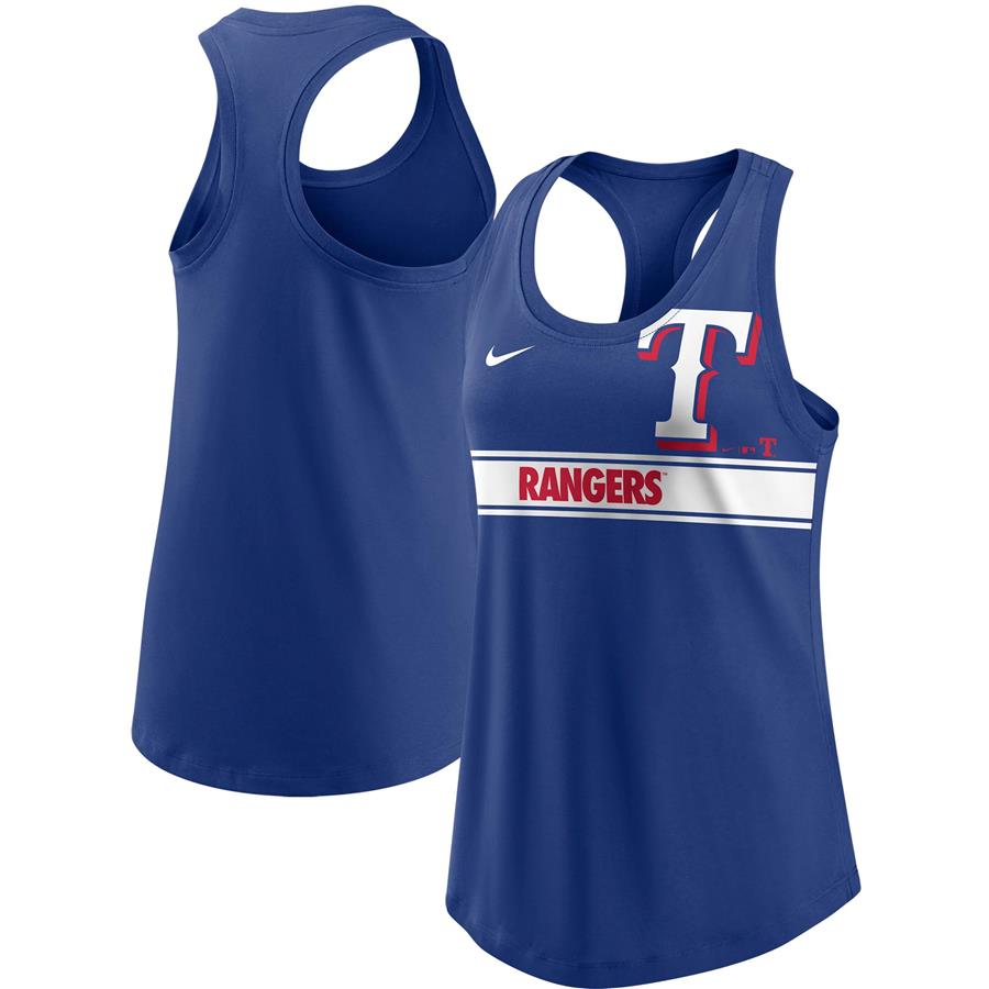 Texas Rangers Nike Women's Cropped Logo Performance Racerback Tank Top - Royal