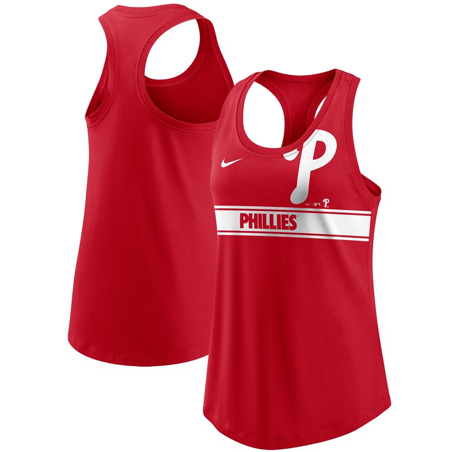 Philadelphia Phillies Nike Women's Cropped Logo Performance Racerback Tank Top - Red