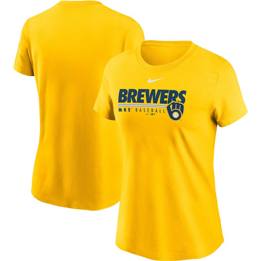 Milwaukee Brewers Nike Women's Baseball T-Shirt - Gold