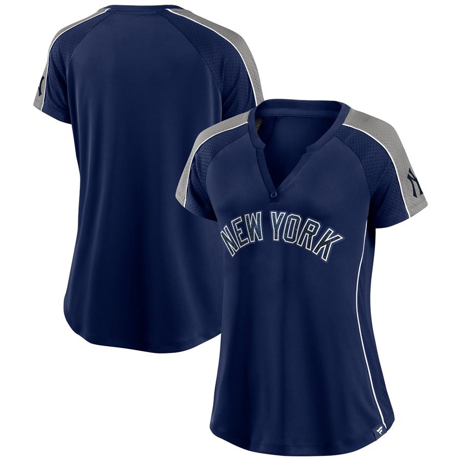 Женская футболка New York Yankees Fanatics Branded Lineup League Diva Raglan Notch Neck (тёмно-синий)
