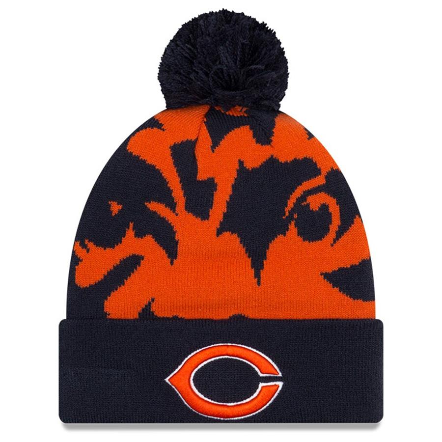 Chicago Bears New Era Logo Whiz 3 Cuffed Knit Hat with Pom - Navy