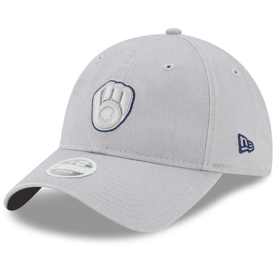 Milwaukee Brewers New Era Women's Swift Logo 9TWENTY Adjustable Hat - Gray