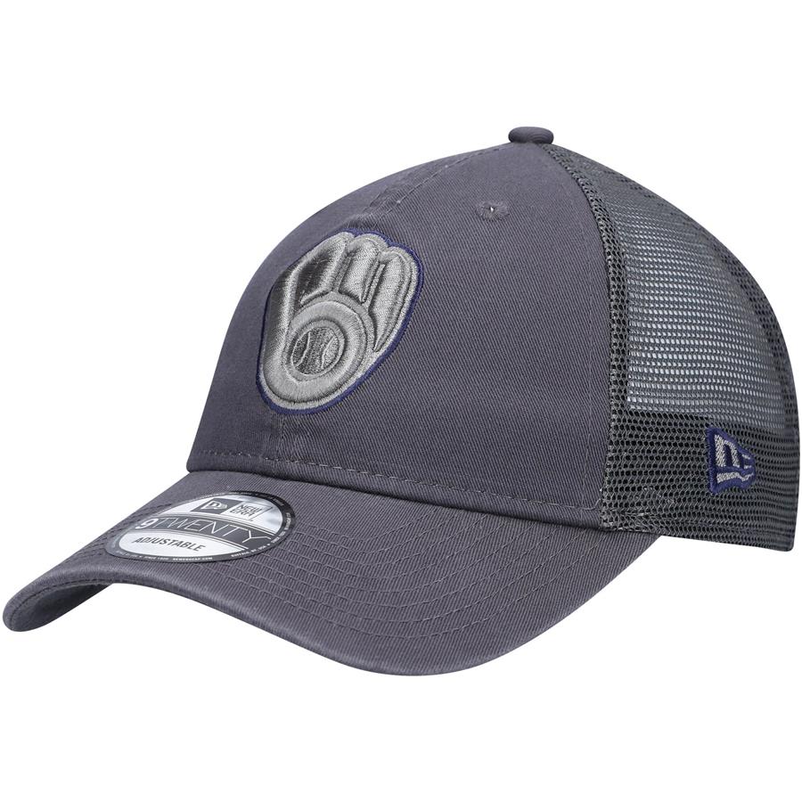 Milwaukee Brewers New Era Velocity Trucker 9TWENTY Snapback Hat - Graphite