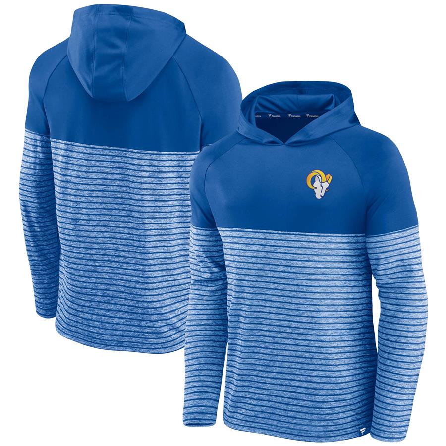 Los Angeles Rams Fanatics Branded Line Up Shadow Stripe Long Sleeve Hoodie T-Shirt - Royal