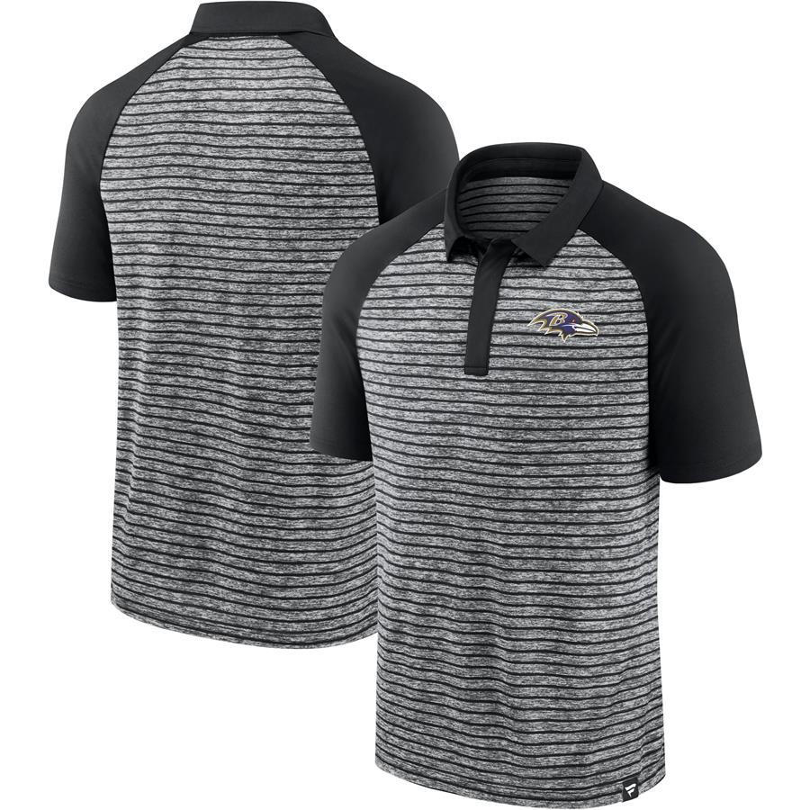 Baltimore Ravens Fanatics Branded Line Up Shadow Stripe Raglan Polo - Black