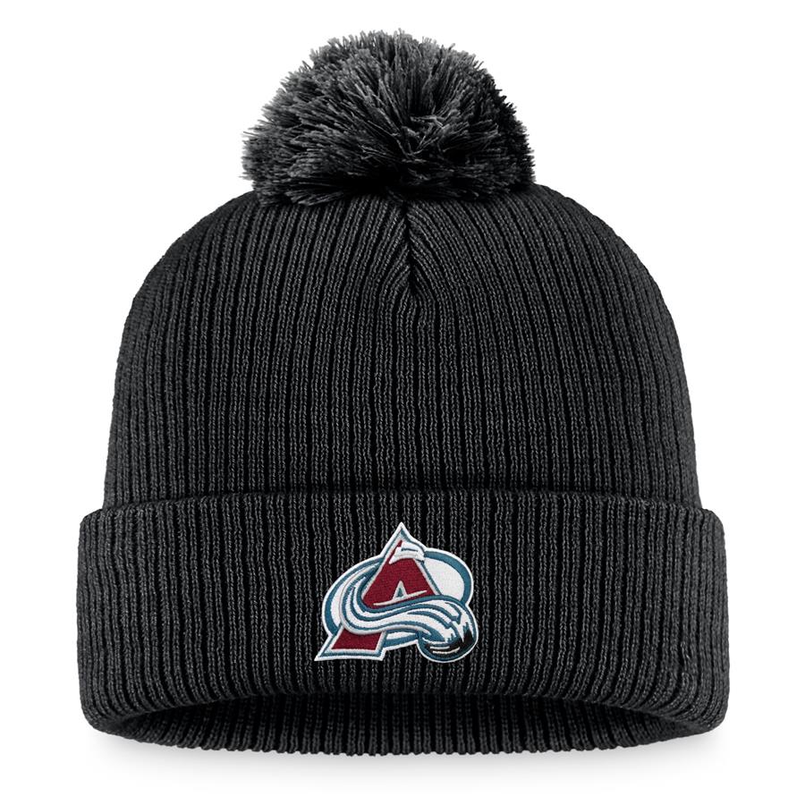 Colorado Avalanche Fanatics Branded Core Primary Logo Cuffed Knit Hat with Pom - Black