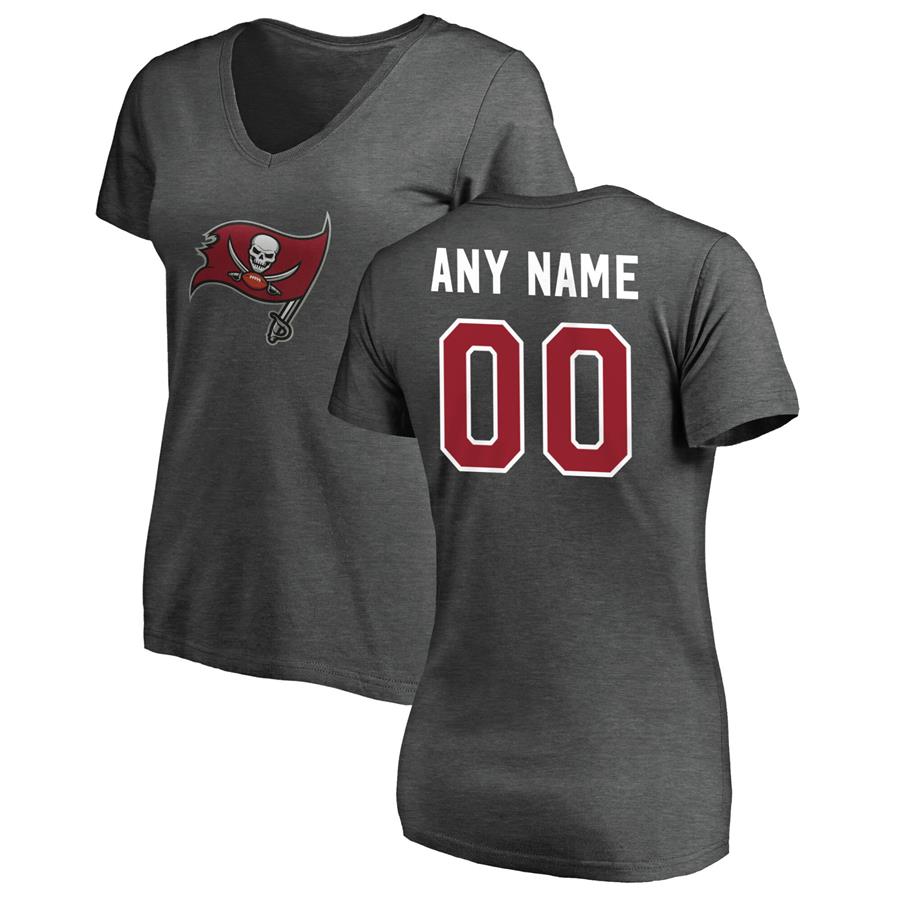 Tampa Bay Buccaneers Fanatics Branded Women's Winning Streak Personalized Any Name & Number V-Neck T-Shirt - Heathered Charcoal