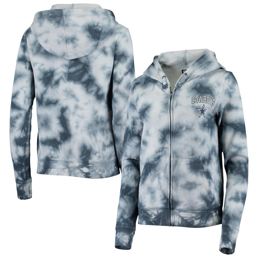 Женское худи на молнии Dallas Cowboys New Era Tie Dye Fleece (тёмно-синий)
