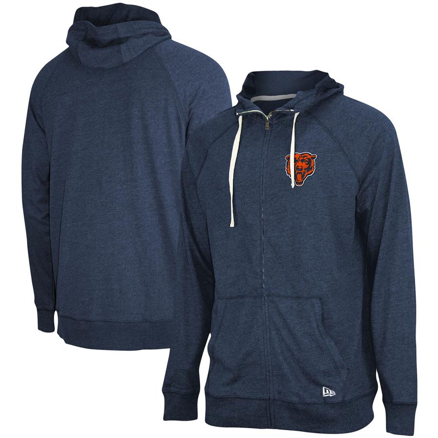 Chicago Bears New Era In Season Hoodie Full-Zip Jacket - Heathered Navy