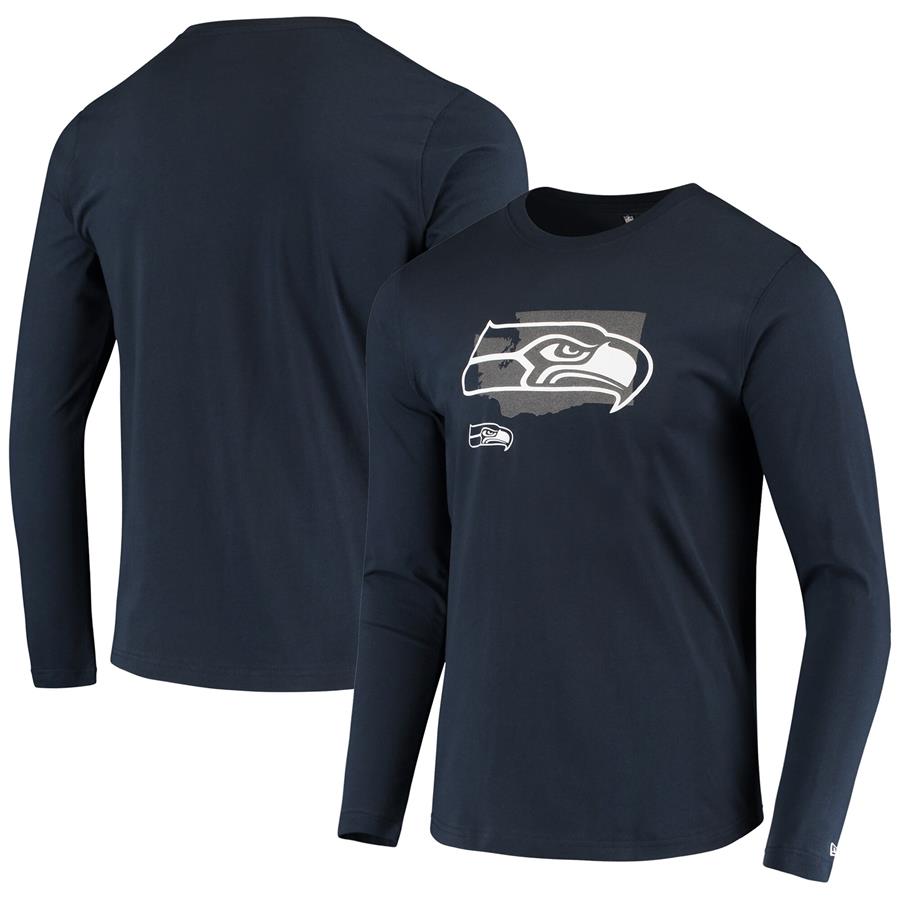 Seattle Seahawks New Era State Long Sleeve T-Shirt - College Navy