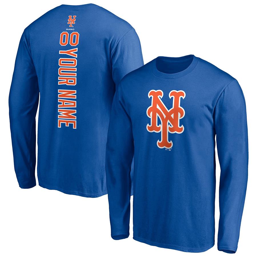 New York Mets Fanatics Branded Personalized Playmaker Name & Number Long Sleeve T-Shirt - Royal