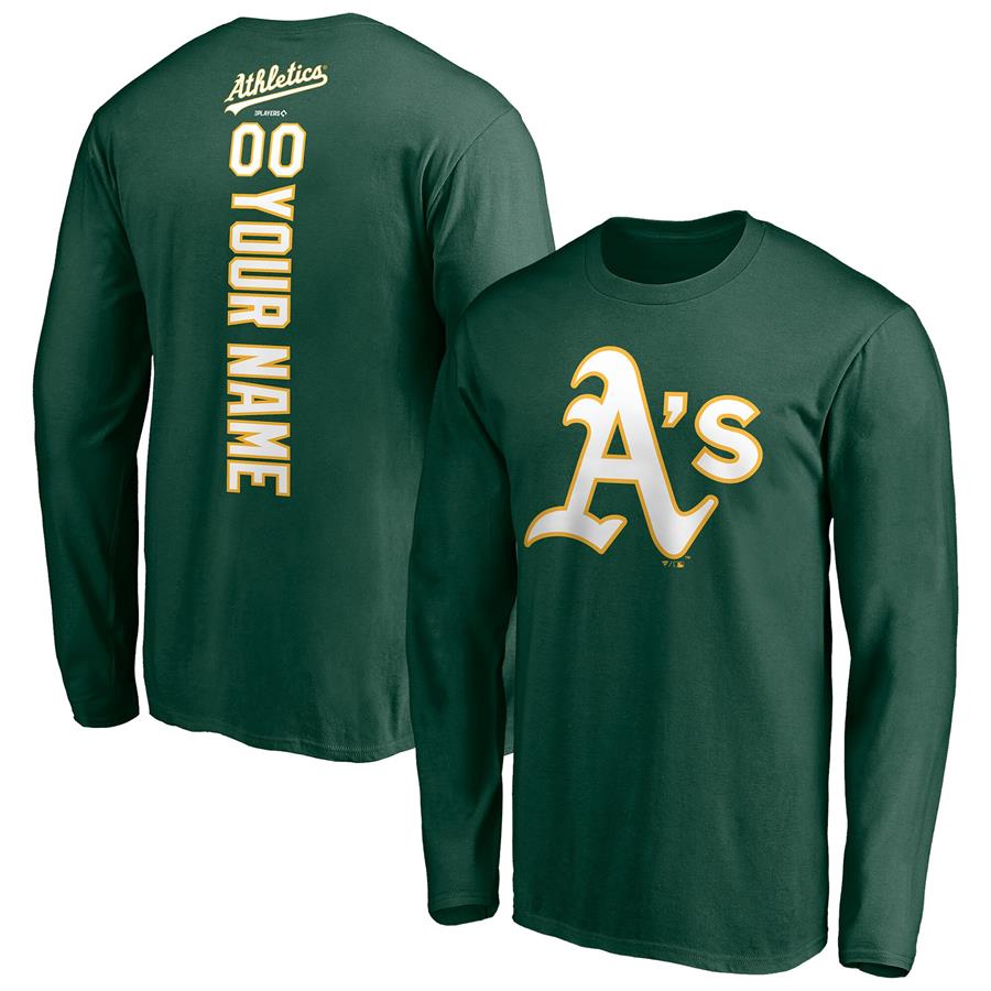 Oakland Athletics Fanatics Branded Personalized Playmaker Name & Number Long Sleeve T-Shirt - Green