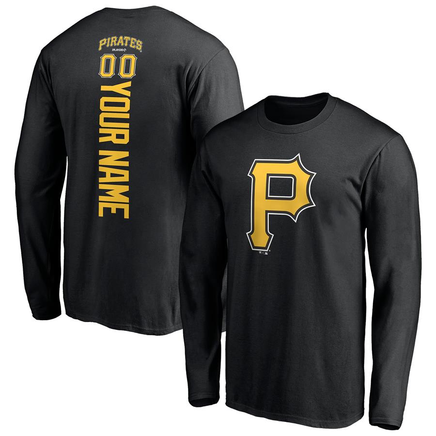 Pittsburgh Pirates Fanatics Branded Personalized Playmaker Name & Number Long Sleeve T-Shirt - Black