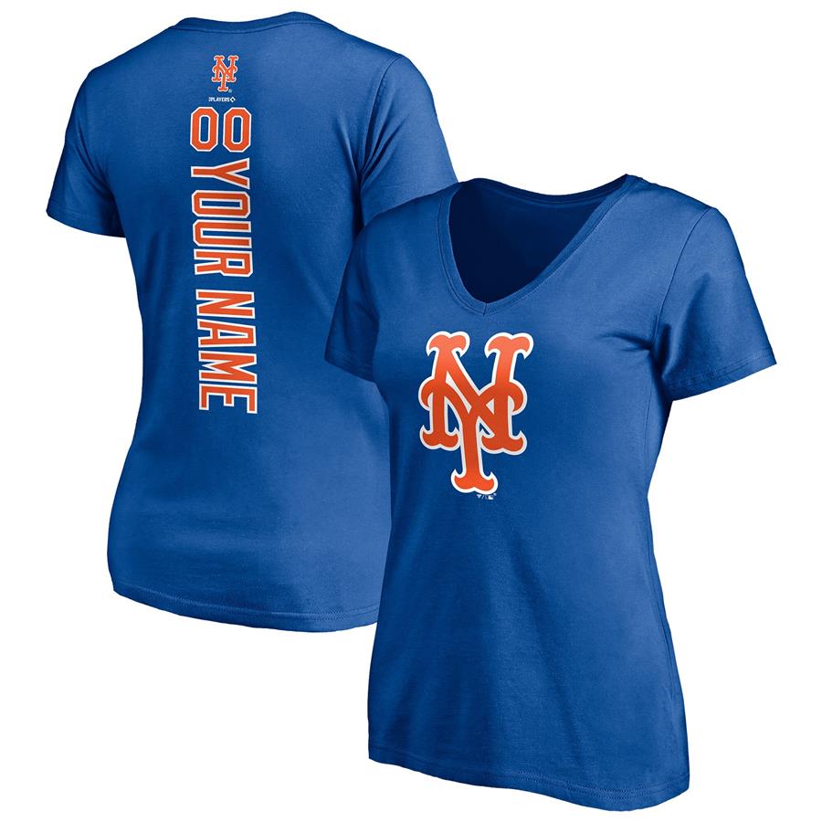 New York Mets Fanatics Branded Women's Personalized Playmaker Name & Number V-Neck T-Shirt - Royal
