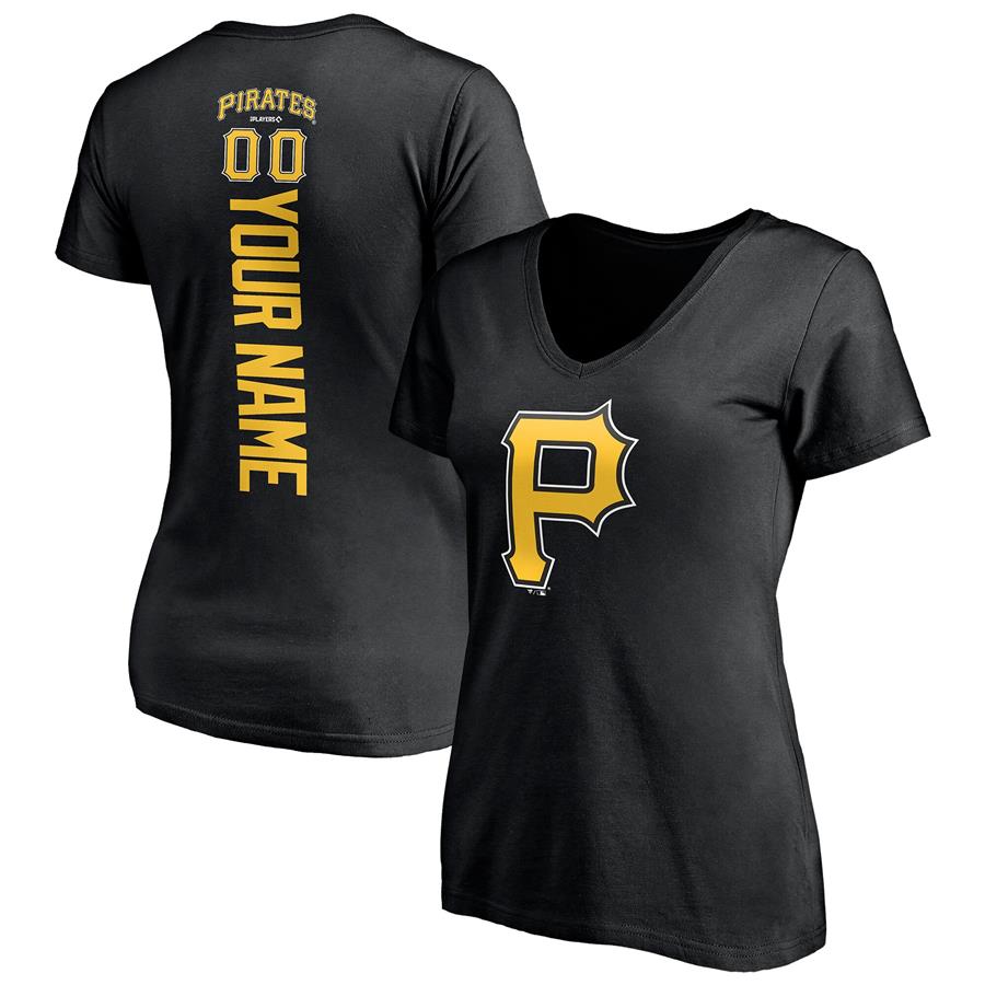 Pittsburgh Pirates Fanatics Branded Women's Personalized Playmaker Name & Number V-Neck T-Shirt - Black