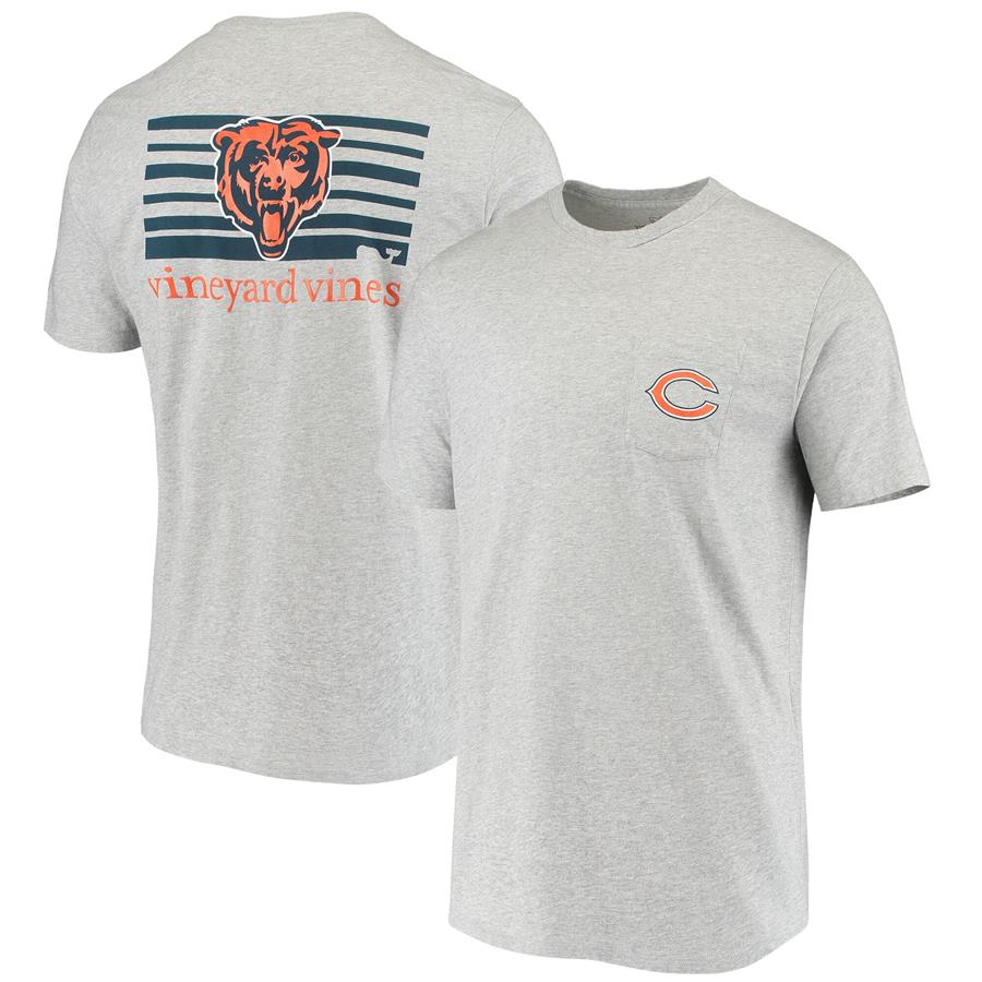 Chicago Bears Vineyard Vines Block Stripe T-Shirt - Heathered Gray