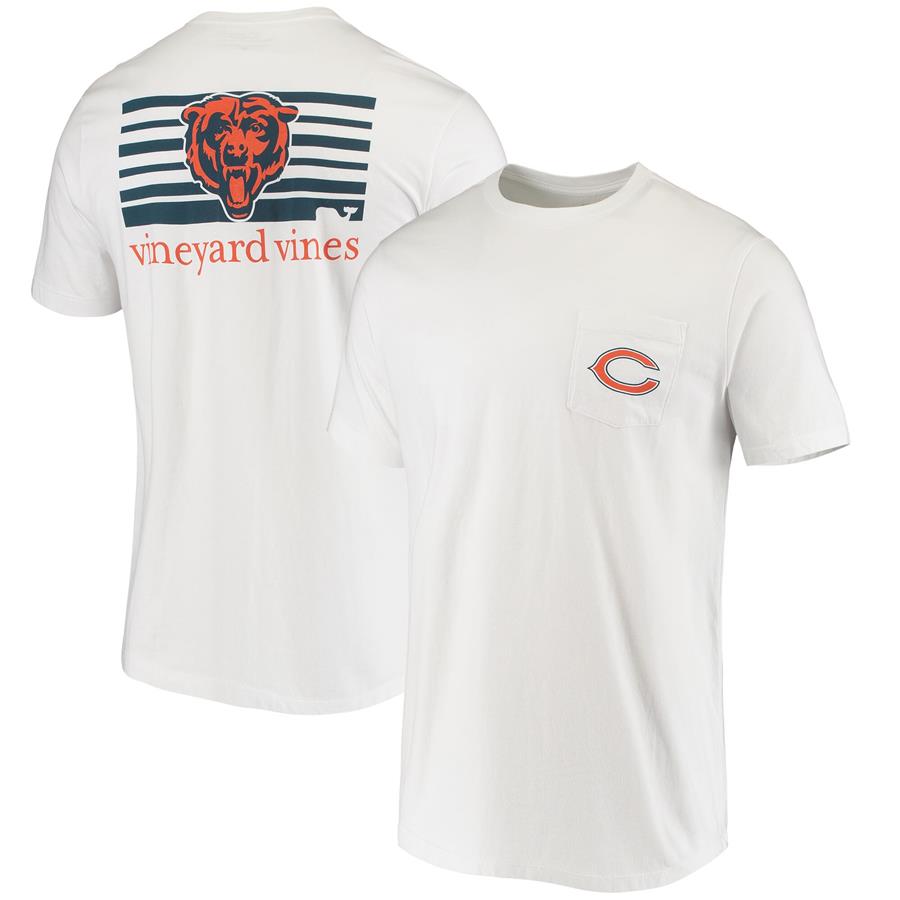 Chicago Bears Vineyard Vines Block Stripe T-Shirt - White