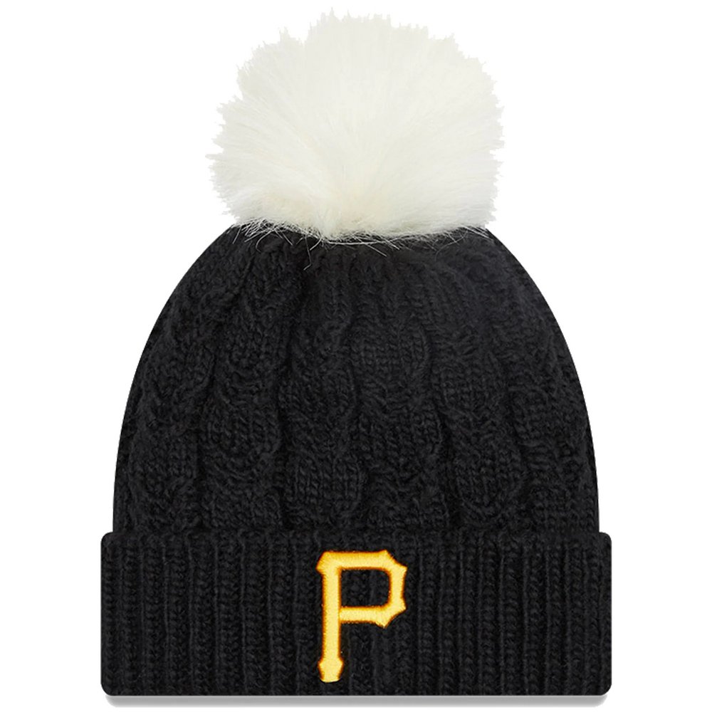 Pittsburgh Pirates New Era Women's Flurry Cuffed Knit Hat with Pom - Black