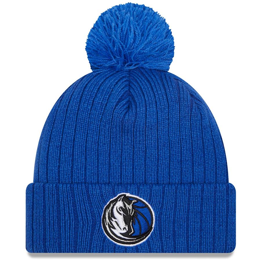Dallas Mavericks New Era Breeze Cuffed Knit Hat with Pom - Blue