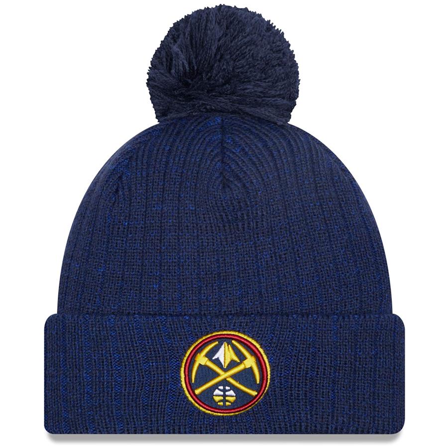 Denver Nuggets New Era Breeze Cuffed Knit Hat with Pom - Navy