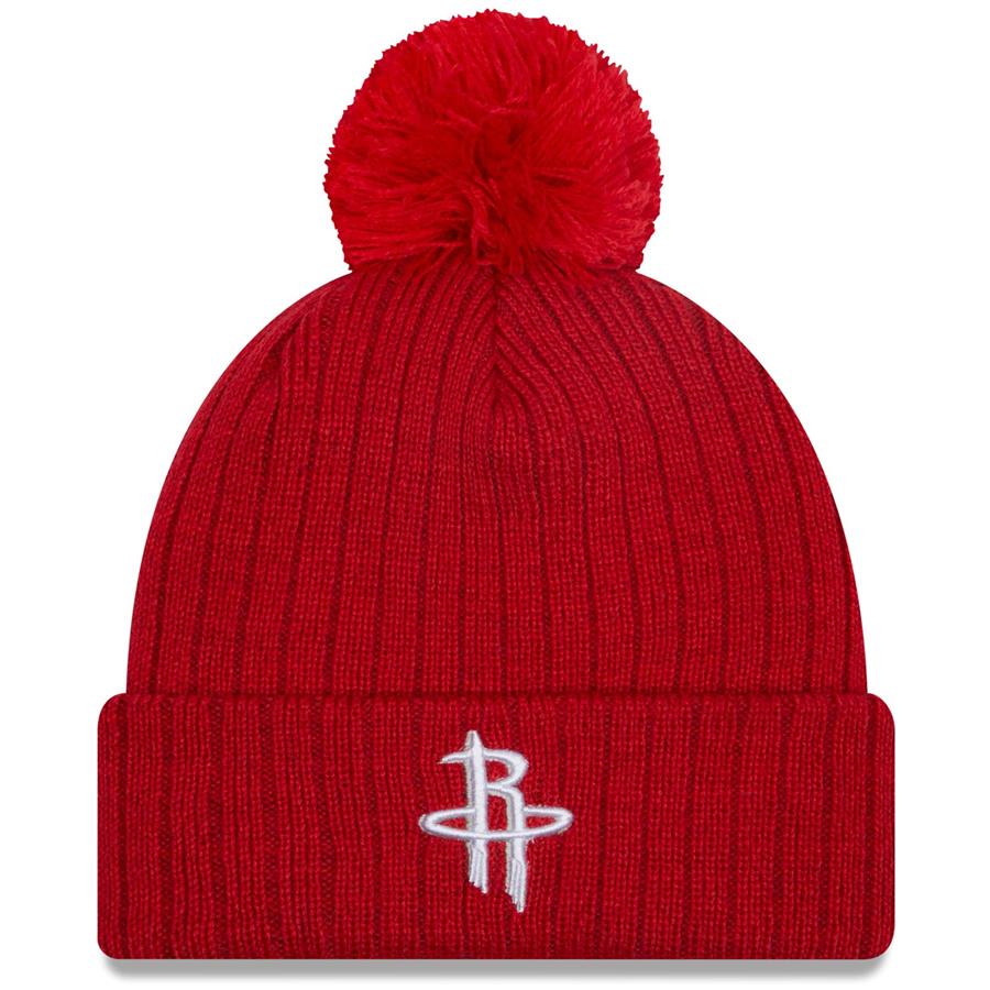 Houston Rockets New Era Breeze Cuffed Knit Hat with Pom - Red