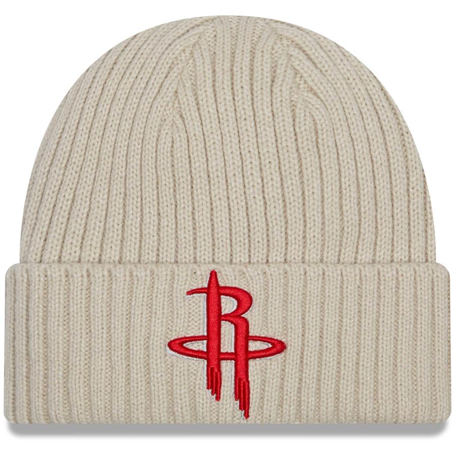 Houston Rockets New Era Core Classic Stone Cuffed Knit Hat - Cream