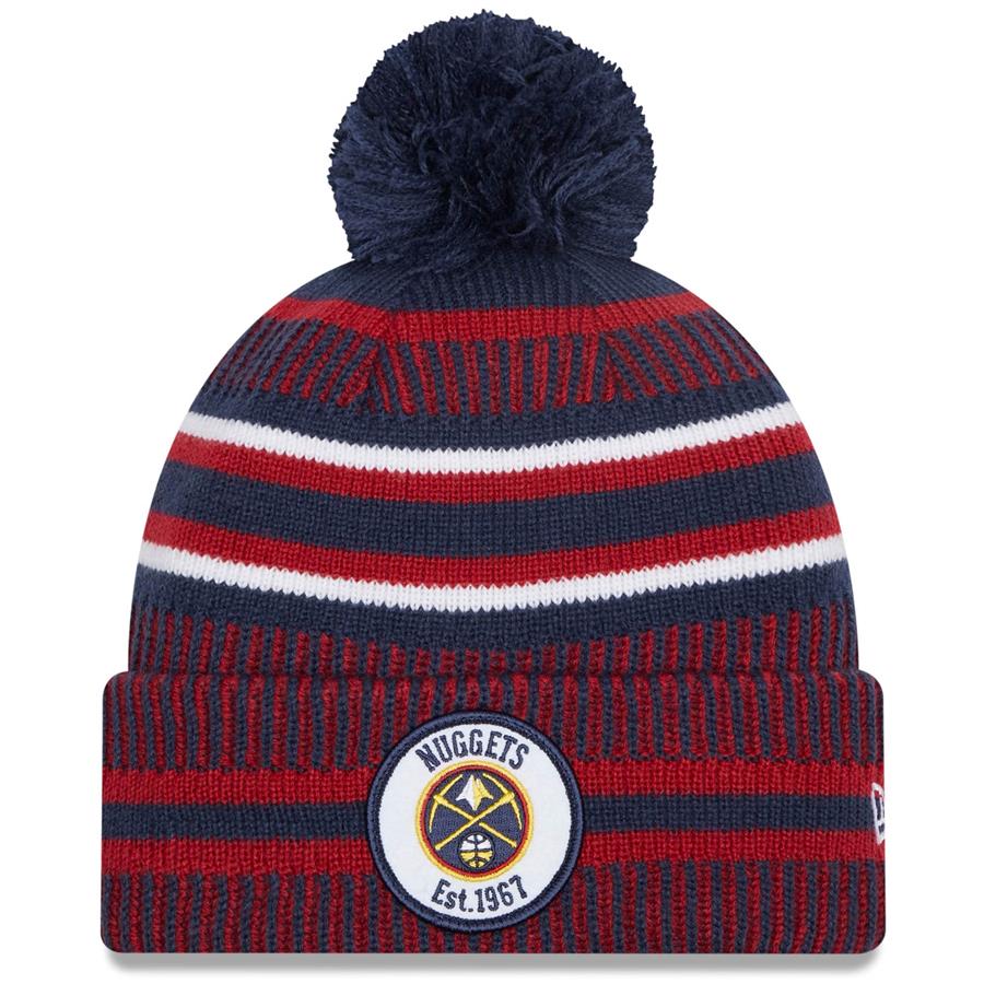 Denver Nuggets New Era Team Sport Cuffed Knit Hat with Pom - Navy