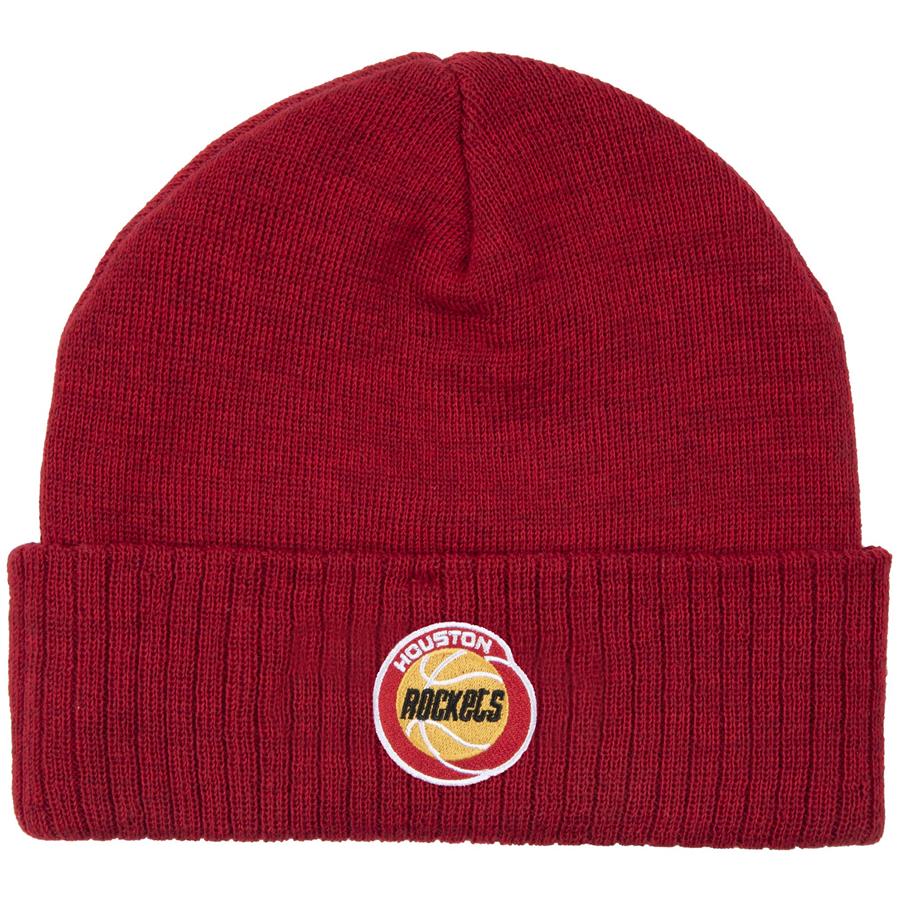 Houston Rockets Mitchell & Ness Hardwood Classics Historic Logo Fandom Cuffed Knit Hat - Red